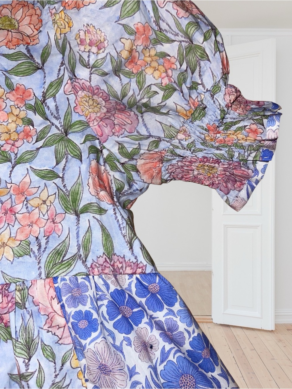 🆕#304~GiGio~Patchwork Floral Midi Dress in Blue, Pink, & Multi, Sm - Picture 12 of 16